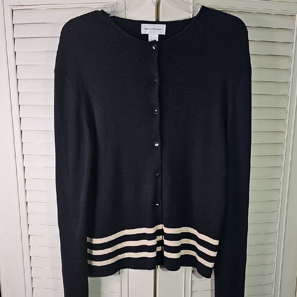 Vintage Cardigan By Rena Rowan Silk 90's Button Down Size Large